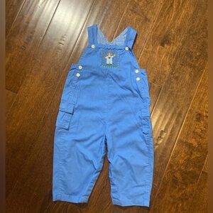 Smocked cargo baby boy Jumsuit Monkey SZ 24M blue